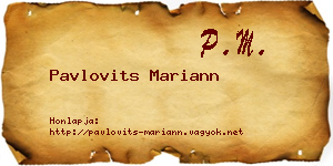 Pavlovits Mariann névjegykártya