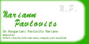 mariann pavlovits business card